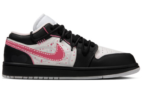 Jordan Air Jordan 1 Heartbeat Project Box Abrasion Resistant Low top Vintage Basketball Shoes Women’s Black Pink