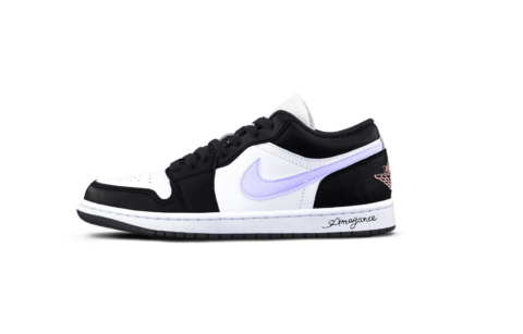 Jordan Air Jordan 1 Purple Panda Cushioning, Wear Resistant Low top Vintage Basketball Shoes Unisex Black White Purple