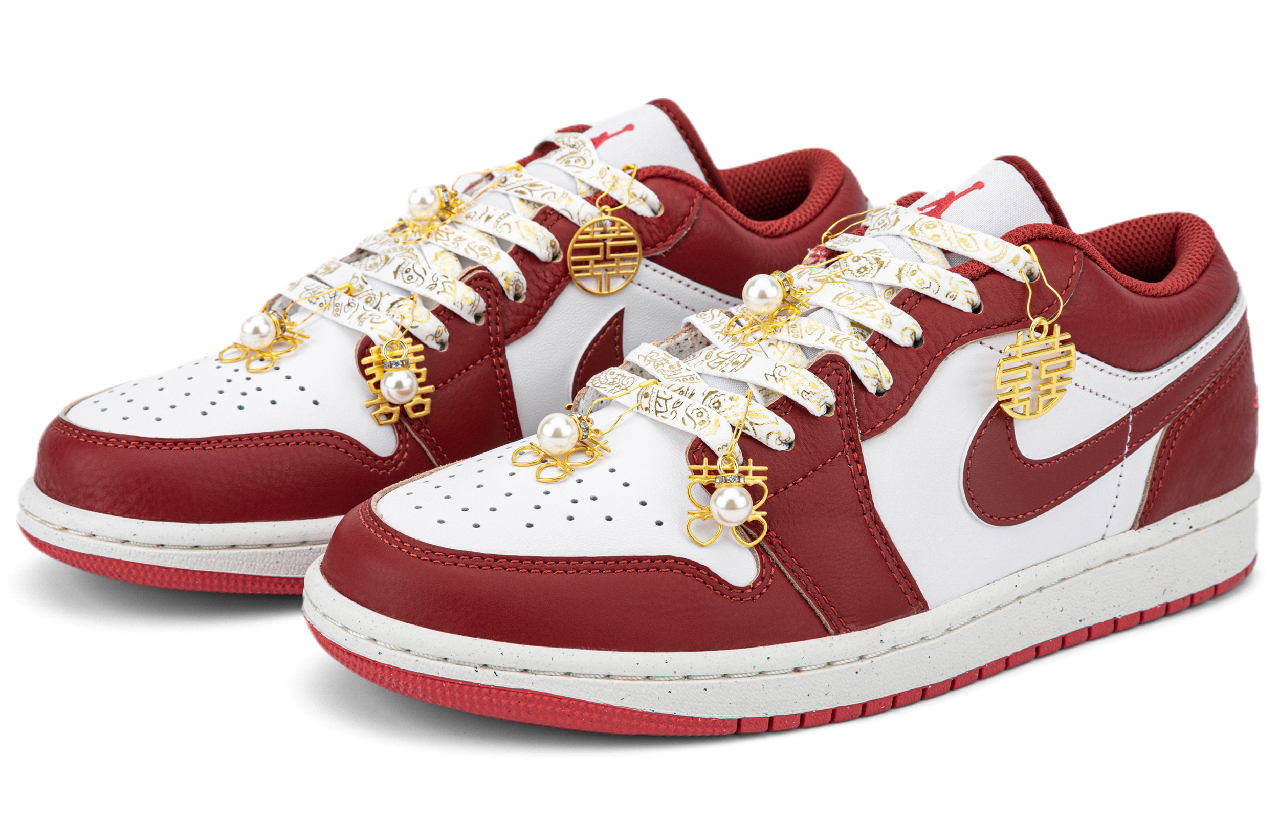 Jordan Air Jordan 1 Slip Resistant Abrasion Resistant Low top Vintage Basketball Shoes Unisex Red
