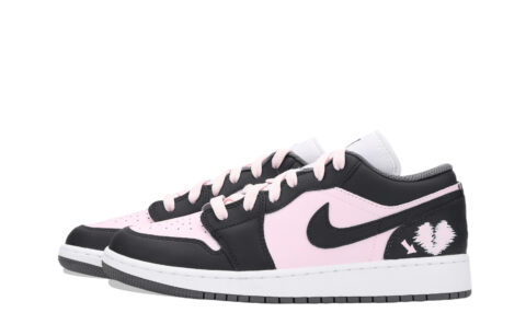 Jordan Air Jordan 1 Heart Signal Abrasion Resistant Low top Vintage Basketball Shoes Unisex Black Pink
