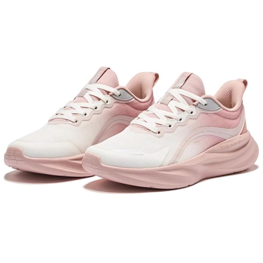 Erke Cushioning Slip Resistant Abrasion Resistant Low top Casual Running Shoes Women’s White Pink