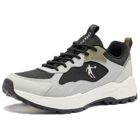 QIAODAN Slip Resistant Abrasion Resistant Low top Casual Trail Running Shoes Men’s Black Gray