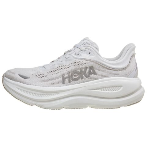 HOKA ONE ONE Bondi 9 Cushioning Breathable Support Low top Long Distance Running Shoes Women’s White Silver