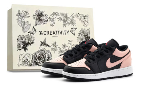 Jordan Air Jordan 1 Box Low top Vintage Basketball Shoes Unisex Black Pink