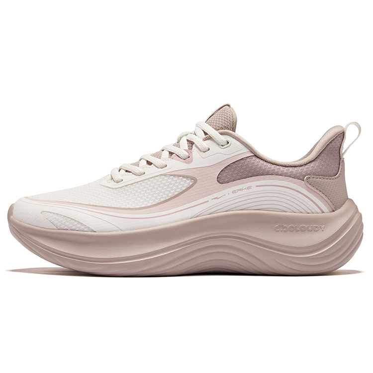 Erke Business Style Running Shoes Women’s Low Top Microcrystal White Pearl Milk Tea