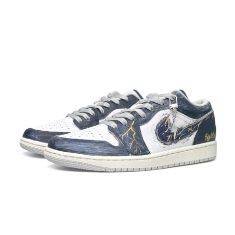 Jordan Air Jordan 1 Vintage Basketball Shoes Unisex Low Top Purple Gold