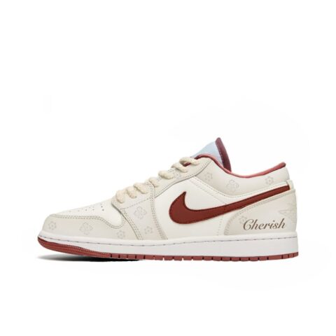 Jordan Air Jordan 1 Leather Slip Resistant Abrasion Resistant Low top Vintage Basketball Shoes Unisex White