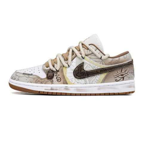 Jordan Air Jordan 1 Eye Of Egypt Abrasion Resistant Abrasion Resistant Low top Vintage Basketball Shoes Unisex Brown