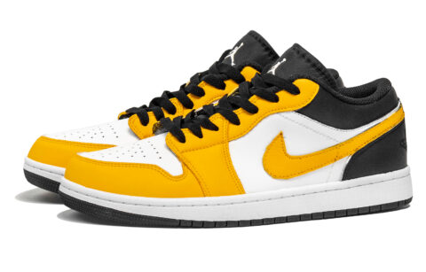 Jordan Air Jordan 1 Cushioning Low top Vintage Basketball Shoes Unisex Yellow White Black