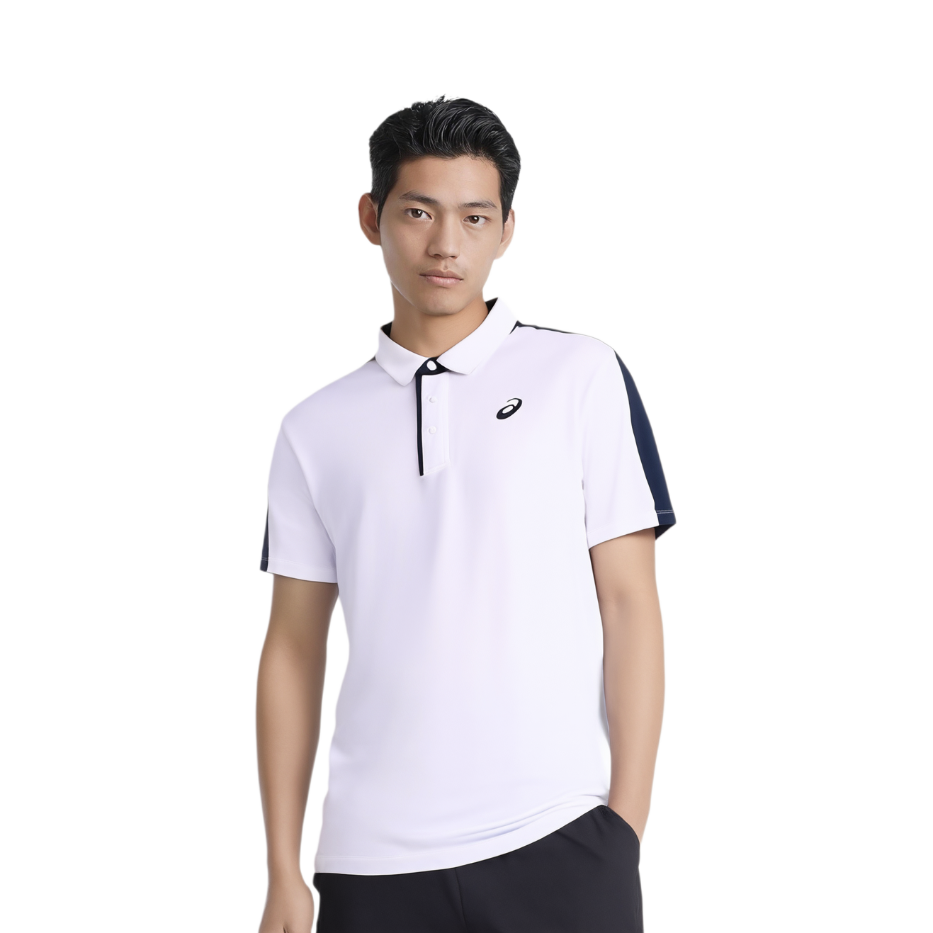 ASICS Tennis Tops Men’s White Polo Collar Moderate