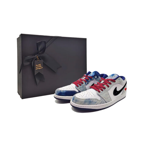 Jordan Air Jordan 1 Heart To Heart Abrasion Resistant Low top Vintage Basketball Shoes Men’s White Blue