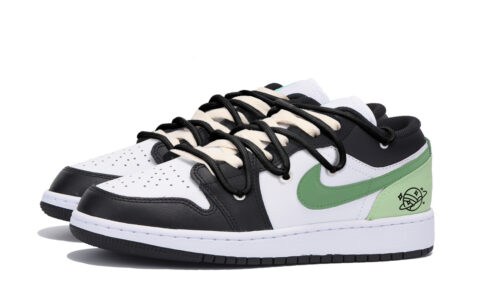 Jordan Air Jordan 1 Slip Resistant Abrasion Resistant Low top Vintage Basketball Shoes Men’s Black Green