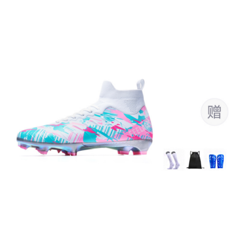 FEELACES Natural Grass Slip Resistant Coverage Support Soccer Shoes Unisex Pink
