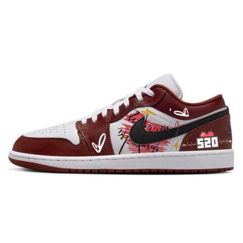 Jordan Air Jordan 1 Slip Resistant Abrasion Resistant Low top Vintage Basketball Shoes Unisex Red
