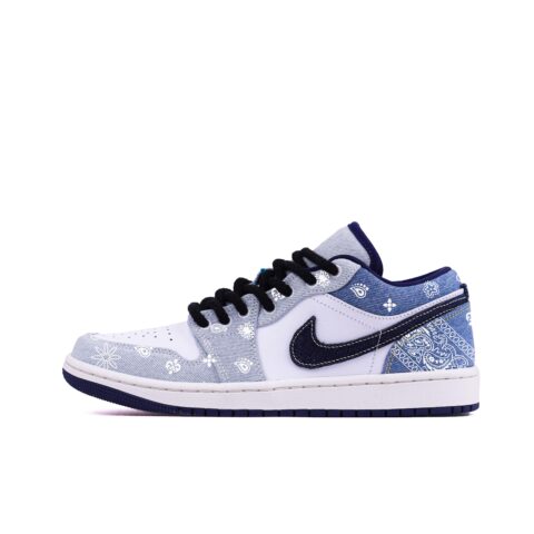 Jordan Air Jordan 1 Slip Resistant Abrasion Resistant Low top Vintage Basketball Shoes Men’s Blue White