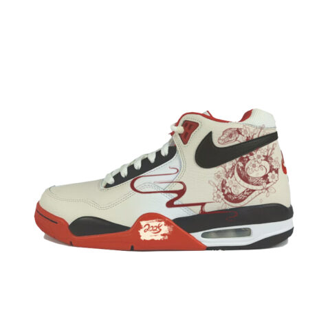 Nike Flight Legacy Synthetic Leather Cushioning Mid top Vintage Basketball Shoes Unisex Red White