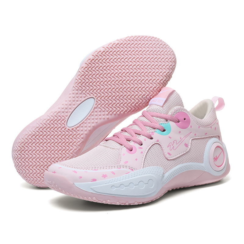 Binary Cushioning Breathable Slip Resistant Cushioning Breathable Slip Resistant Low top Basketball Shoes Unisex Pink