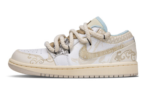 Jordan Air Jordan 1 Snake Ruyi Abrasion Resistant Low top Vintage Basketball Shoes Women’s Beige