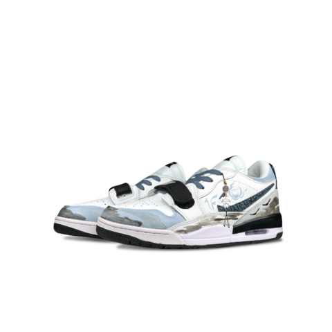 Jordan Legacy 312 Boom Plan Ling Mountain Anti-Slip Wear-Resistant Low-Top Vintage Basketball Shoes Men’s Light Blue
