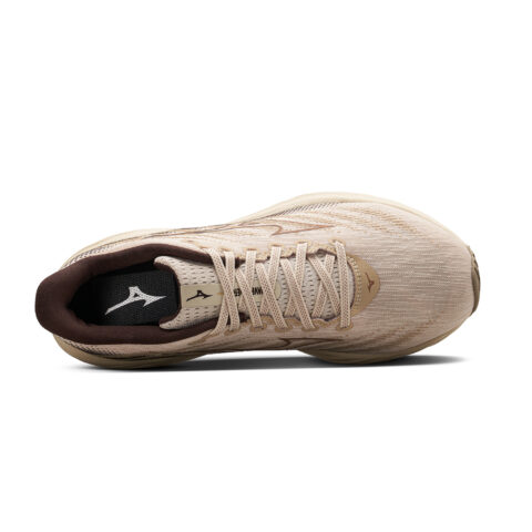 Mizuno Wave Rider 28 Comfortable Mesh, Textile Cushioning Slip Resistant Low top Running Shoes Unisex Beige Brown