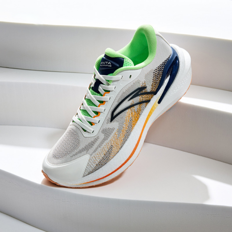Anta Cushioning, Wear Resistant Low top Casual Running Shoes Men’s White Green Orange