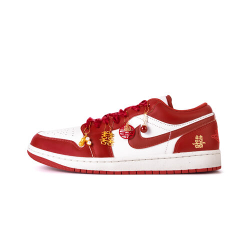 Jordan Air Jordan 1 Love’s Promise Slip Resistant Abrasion Resistant Low top Vintage Basketball Shoes Men’s White Red