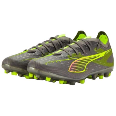 PUMA Ultra 5 Match MG Multi Ground Abrasion Resistant Soccer Shoes Men’s Gray Yellow