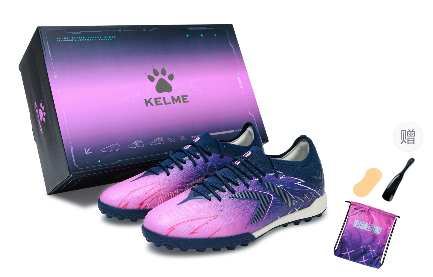 KELME Shadow 2.0 Soccer Shoes Unisex Dark Blue Neon Pink
