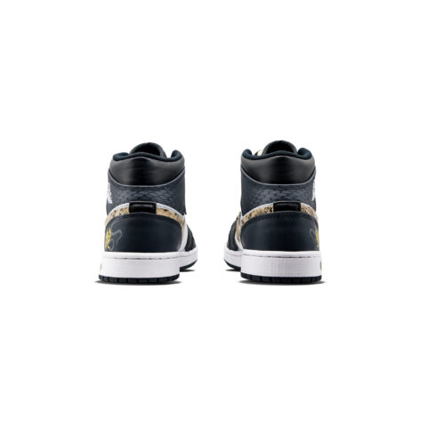 Jordan Air Jordan 1 Abrasion Resistant Mid top Vintage Basketball Shoes Men’s Black White Gray