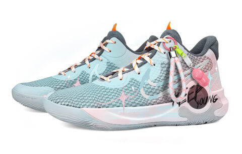 Nike KD Trey 5 IX Slip Resistant Abrasion Resistant Mid top Basketball Shoes Unisex Blue Pink
