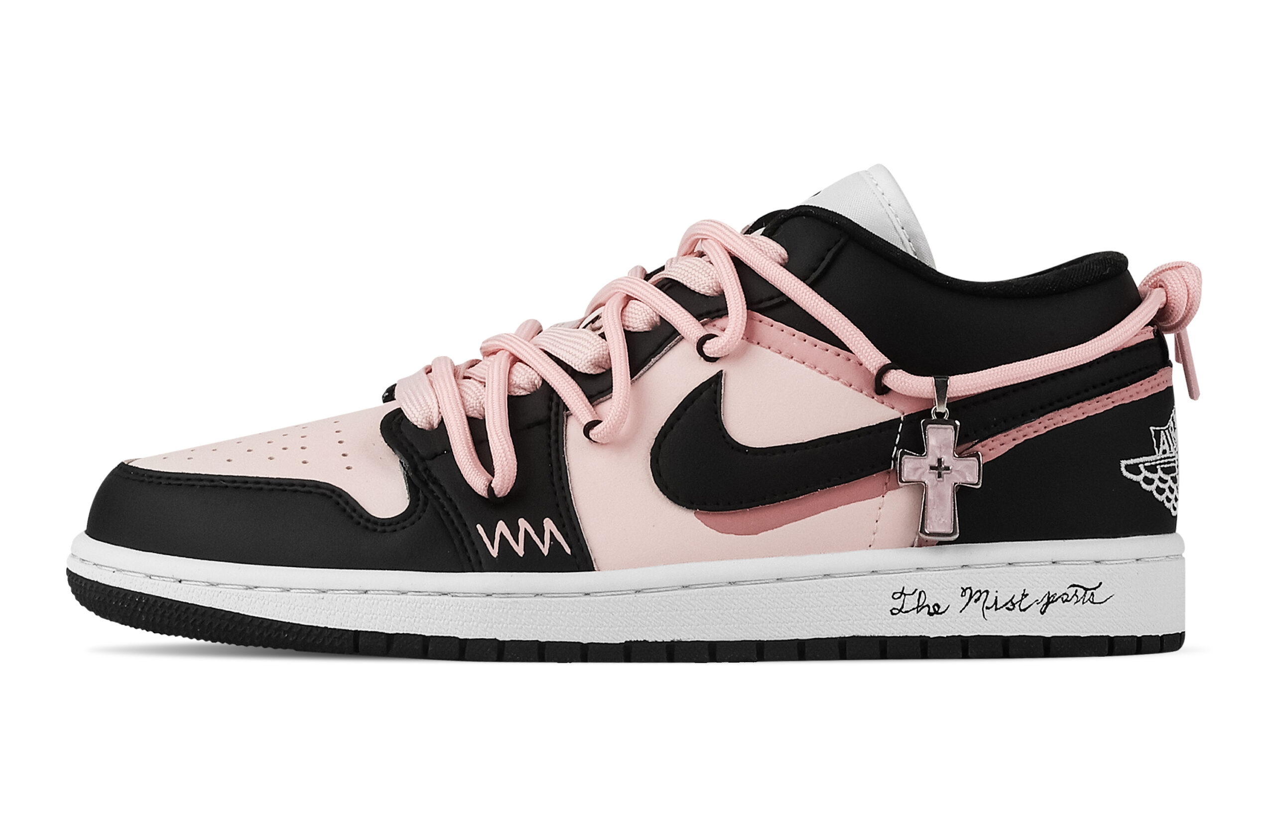 Jordan Air Jordan 1 Berry Pink Present, Heart Box Low top Vintage Basketball Shoes Unisex Black Pink
