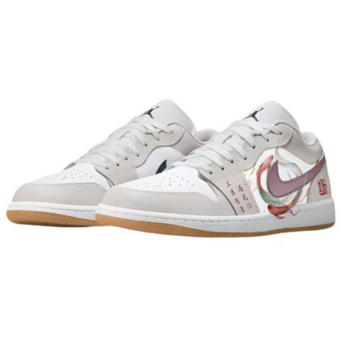Jordan Air Jordan 1 Slip Resistant Abrasion Resistant Low top Vintage Basketball Shoes Unisex White