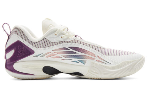 PEAK Cushioning Abrasion Resistant Rebound Low top Basketball Shoes Men’s Super Light White Purple