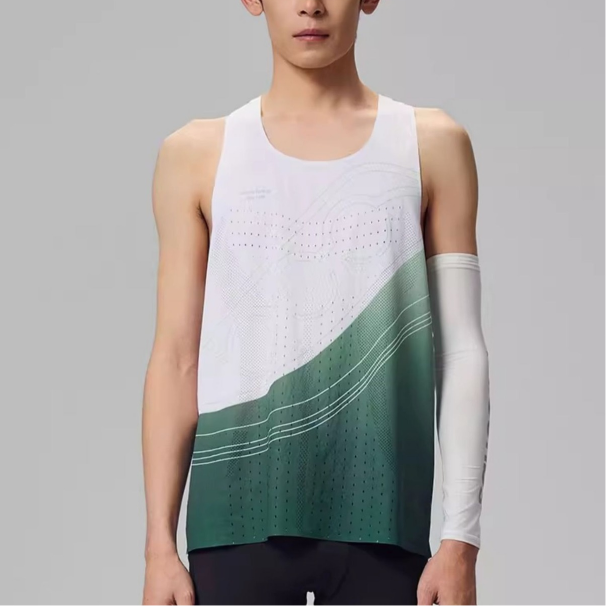 Saucony Running Tank Top Unisex Peacock Green Gradient Print