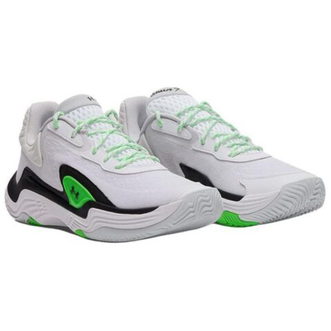 Under Armour Slip Resistant Abrasion Resistant Mid top Basketball Shoes Unisex White Black Green