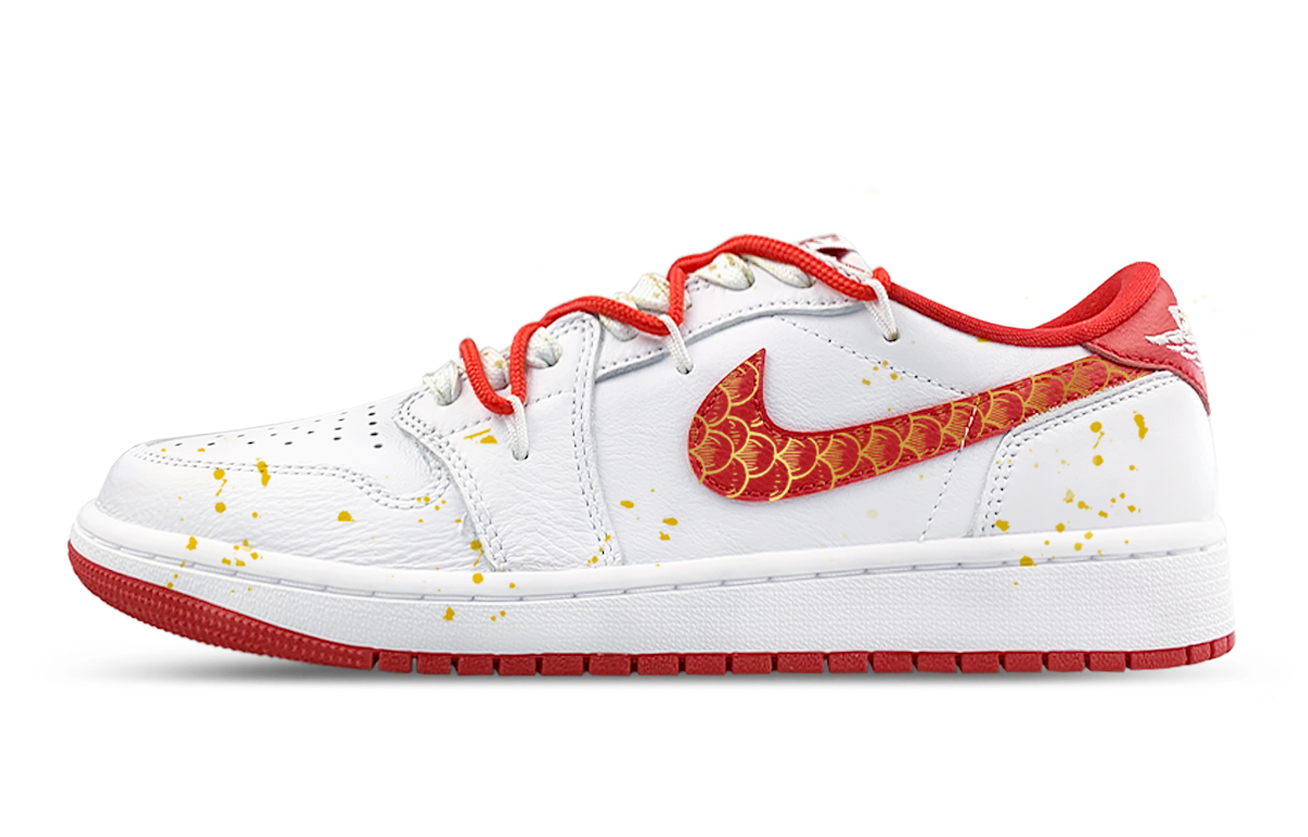 Jordan 1 Breathable Low top Vintage Unisex White Pink