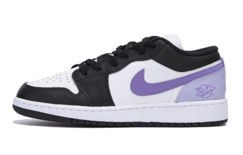 Jordan Air Jordan 1 Abrasion Resistant Slip Resistant Low top Vintage Basketball Shoes Men's Black Purple