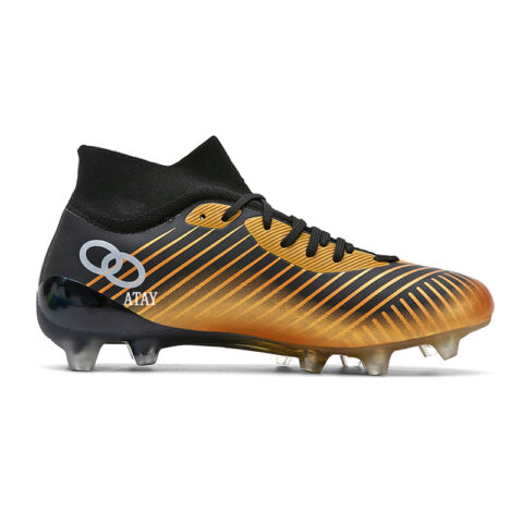 ATAY Slip Resistant Abrasion Resistant Slip Resistant Abrasion Resistant Soccer Shoes Unisex Black Gold