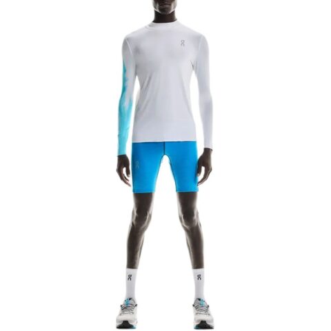 On Pace Running T Shirts Men’s White | Sky Blue Moderate