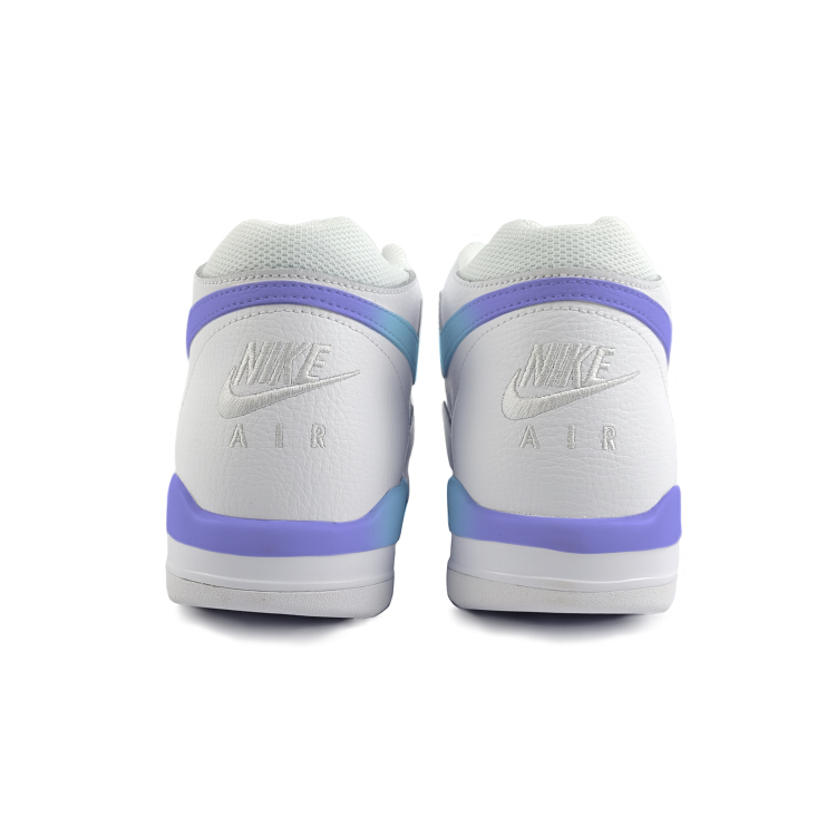 Nike Flight Legacy Slip Resistant Abrasion Resistant Mid top Vintage Basketball Shoes Unisex White Purple