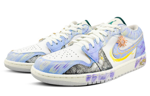 Jordan Air Jordan 1 Abrasion Resistant Low top Vintage Basketball Shoes Unisex Blue