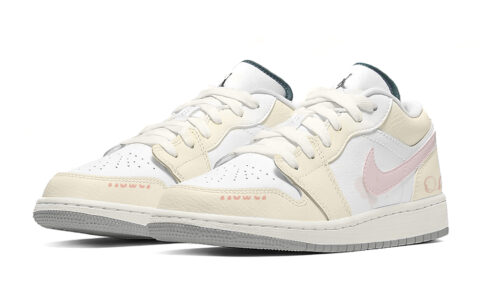 Jordan Air Jordan 1 Abrasion Resistant Low top Vintage Basketball Shoes Unisex Light Yellow