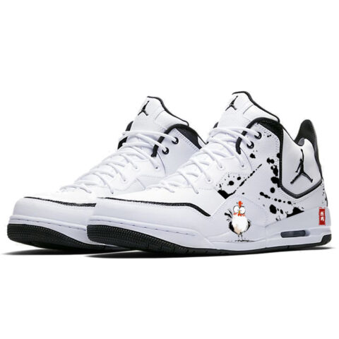 Jordan Courtside 23 Rooster Slip Resistant Mid top Vintage Basketball Shoes Men’s White Black