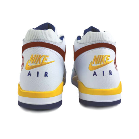 Nike Flight Legacy Leather Cushioning Slip Resistant Abrasion Resistant Mid top Vintage Basketball Shoes Men’s White