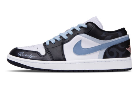 Jordan Air Jordan 1 Blue Moment Abrasion Resistant Low top Vintage Basketball Shoes Unisex Blue Black