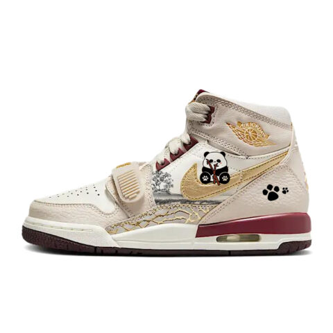 Jordan Legacy 312 Ink Wash Landscape, Cute Panda Slip Resistant Abrasion Resistant High top Vintage Basketball Shoes
