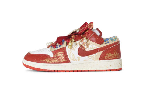 Jordan Air Jordan 1 Gilded Yingxi, Shopping Bag Cushioning, Wear Resistant Low top Vintage Basketball Shoes Women’s Red