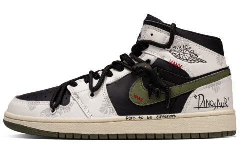 Jordan Air Jordan 1 Square Dragon Synthetic Leather Abrasion Resistant Mid top Vintage Basketball Shoes Unisex