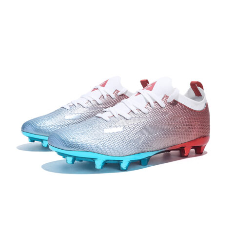 Jifffly Soft Ground Abrasion Resistant Support Lightweight Soccer Shoes Unisex Electric Glow Red Blue