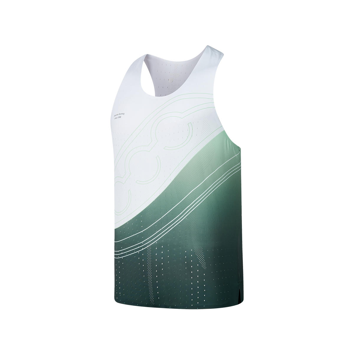 Saucony Running Tank Top Unisex Peacock Green Gradient Print